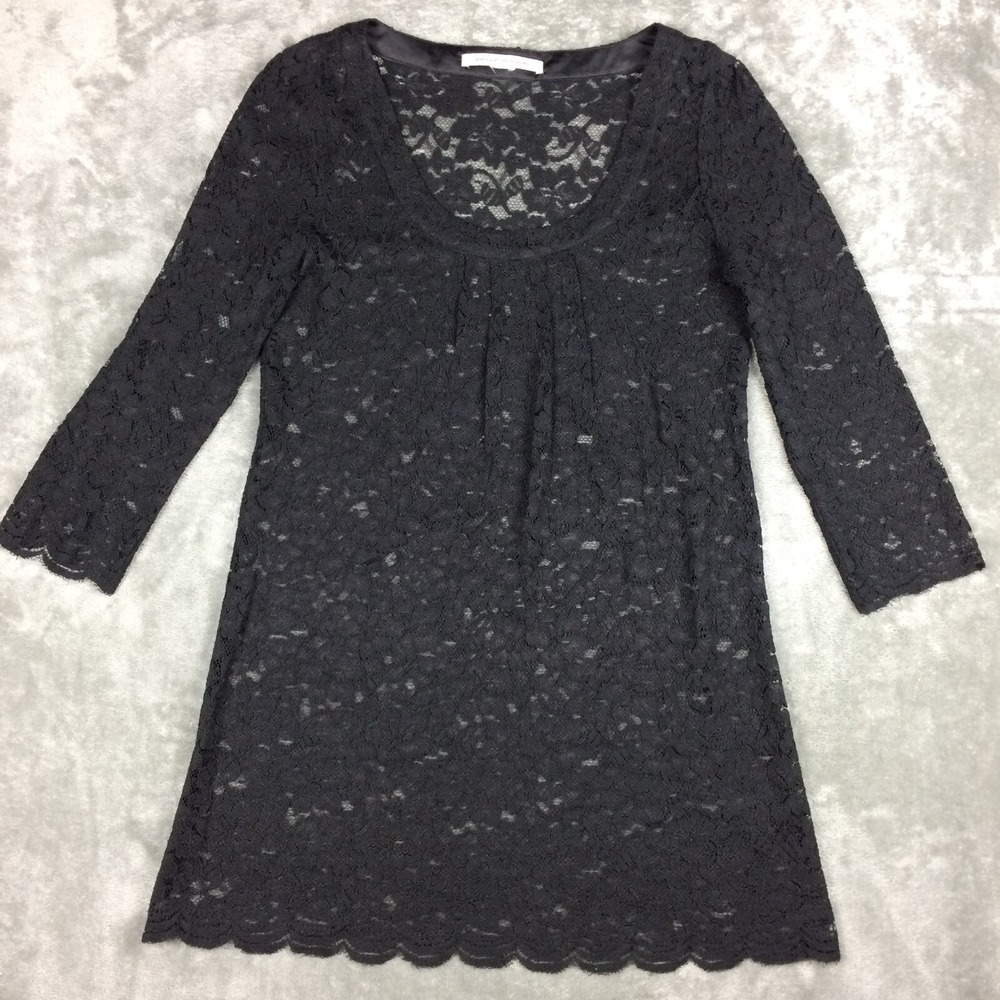Diane‎ von Furstenberg Lace Dress Size 12 Black Whimsigoth Sexy Mini DVF Witchy